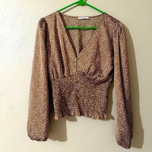 Vneck, button down, cinched waist top